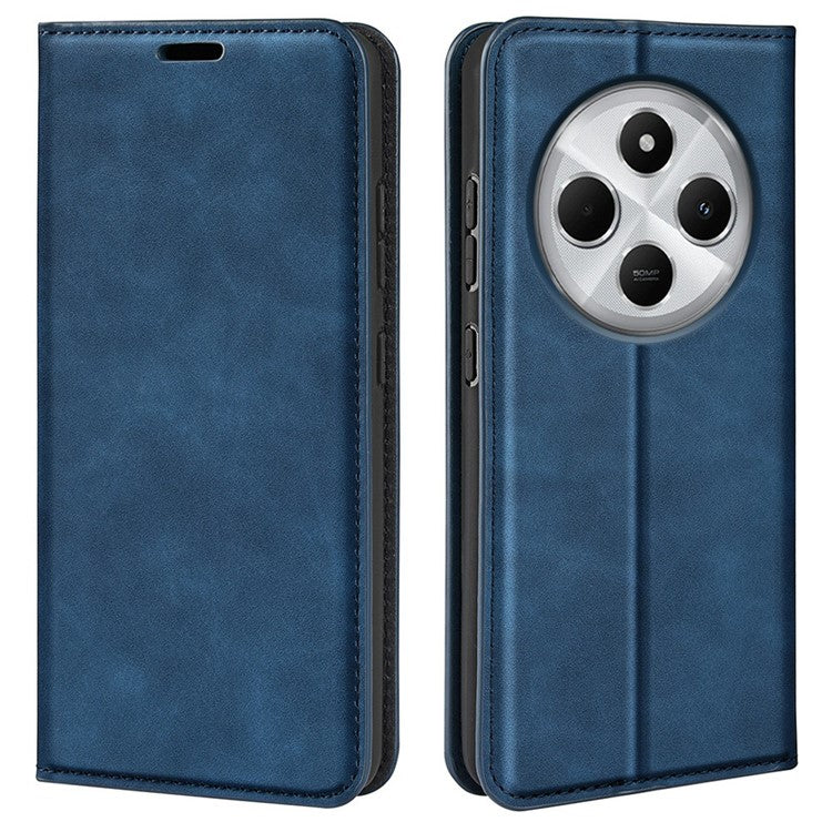 For Xiaomi Poco C75 4G / Redmi 14R 5G / 14C 4G Case Skin-Touch Leather Wallet Phone Cover - Blue