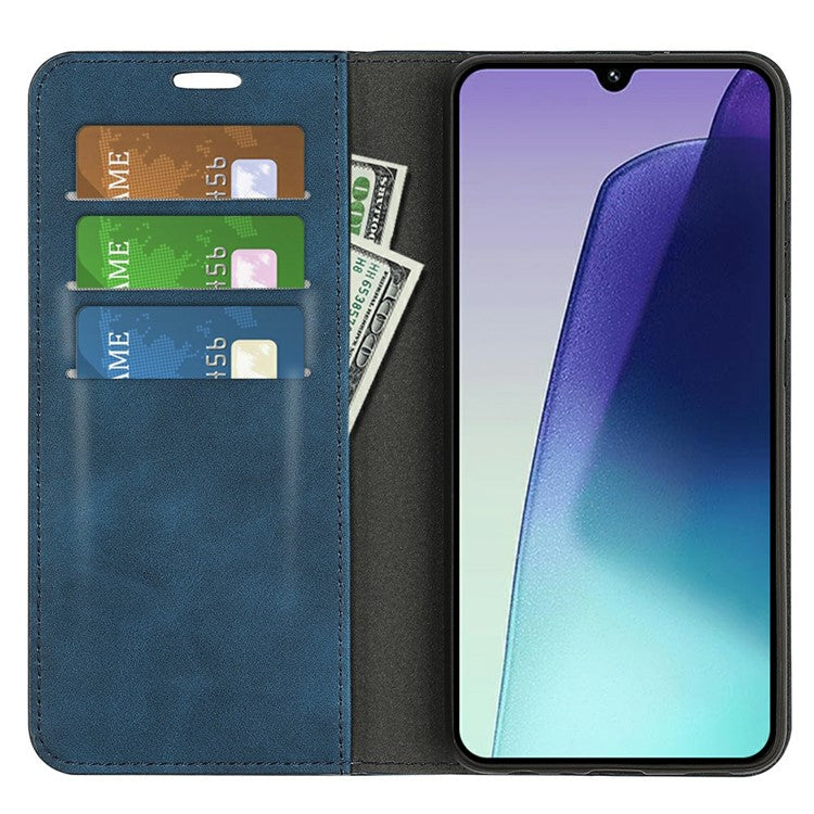 For Xiaomi Poco C75 4G / Redmi 14R 5G / 14C 4G Case Skin-Touch Leather Wallet Phone Cover - Blue