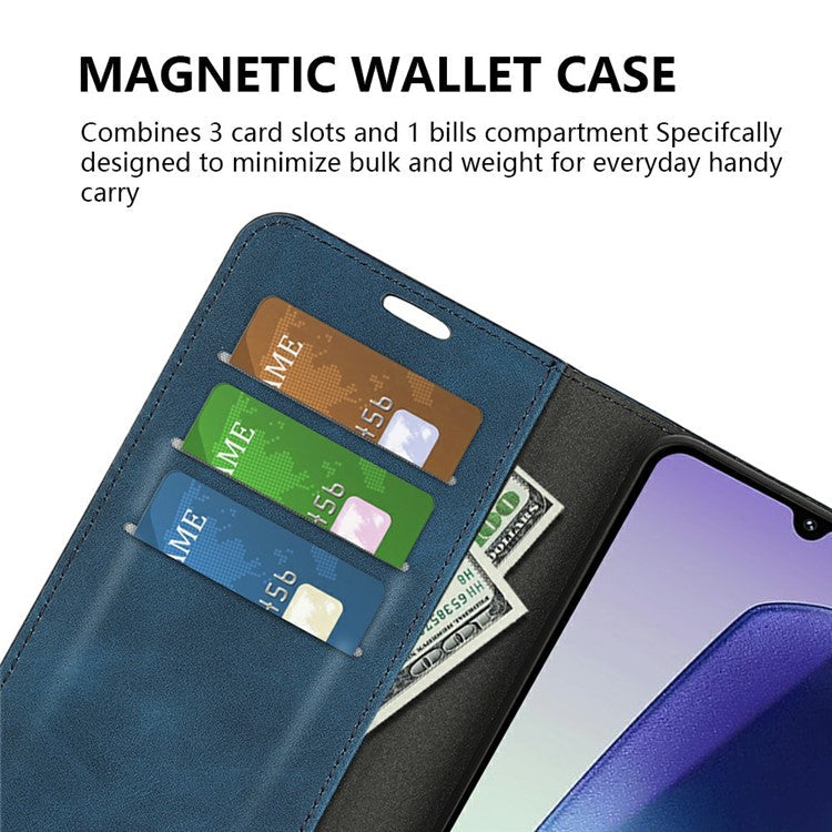 For Xiaomi Poco C75 4G / Redmi 14R 5G / 14C 4G Case Skin-Touch Leather Wallet Phone Cover - Blue