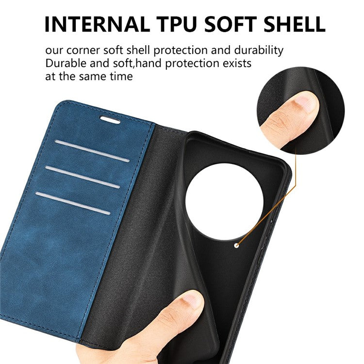 For Xiaomi Poco C75 4G / Redmi 14R 5G / 14C 4G Case Skin-Touch Leather Wallet Phone Cover - Blue