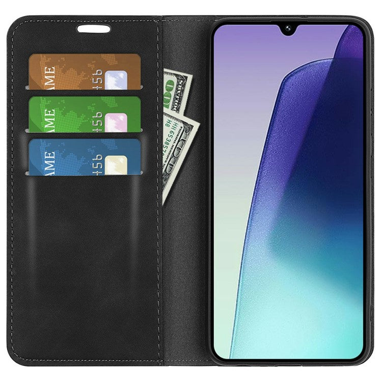 For Xiaomi Poco C75 4G / Redmi 14R 5G / 14C 4G Case Skin-Touch Leather Wallet Phone Cover - Black