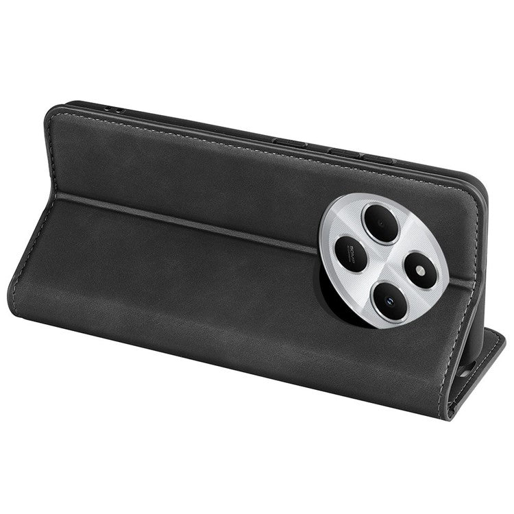 For Xiaomi Poco C75 4G / Redmi 14R 5G / 14C 4G Case Skin-Touch Leather Wallet Phone Cover - Black