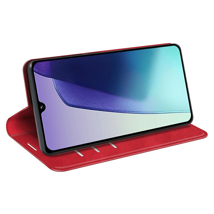 For Xiaomi Poco C75 4G / Redmi 14R 5G / 14C 4G Case Skin-Touch Leather Wallet Phone Cover - Red