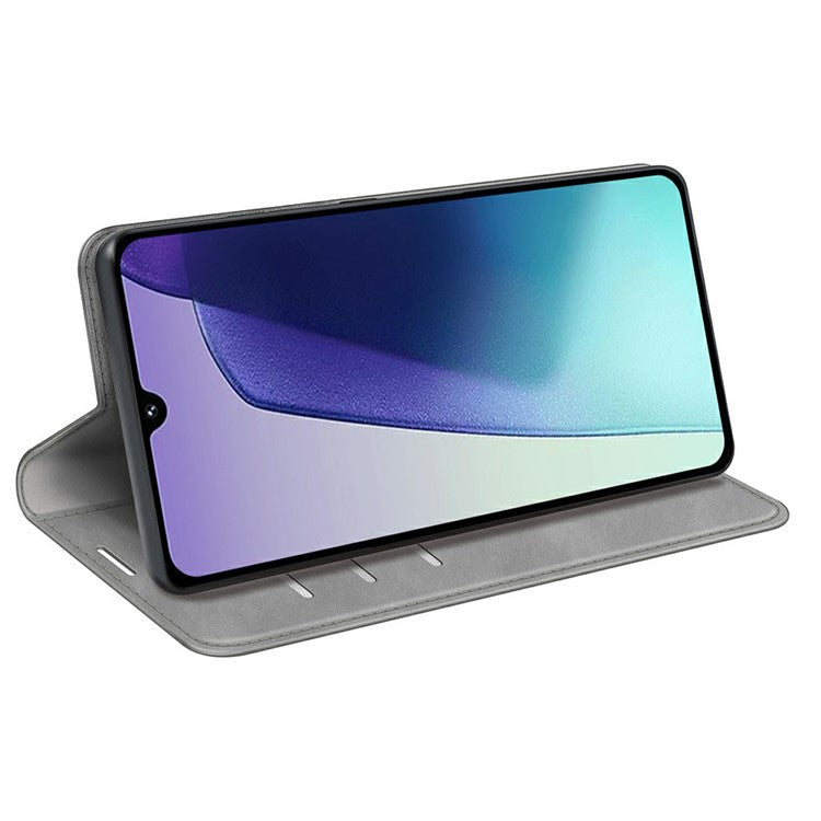 For Xiaomi Poco C75 4G / Redmi 14R 5G / 14C 4G Case Skin-Touch Leather Wallet Phone Cover - Grey