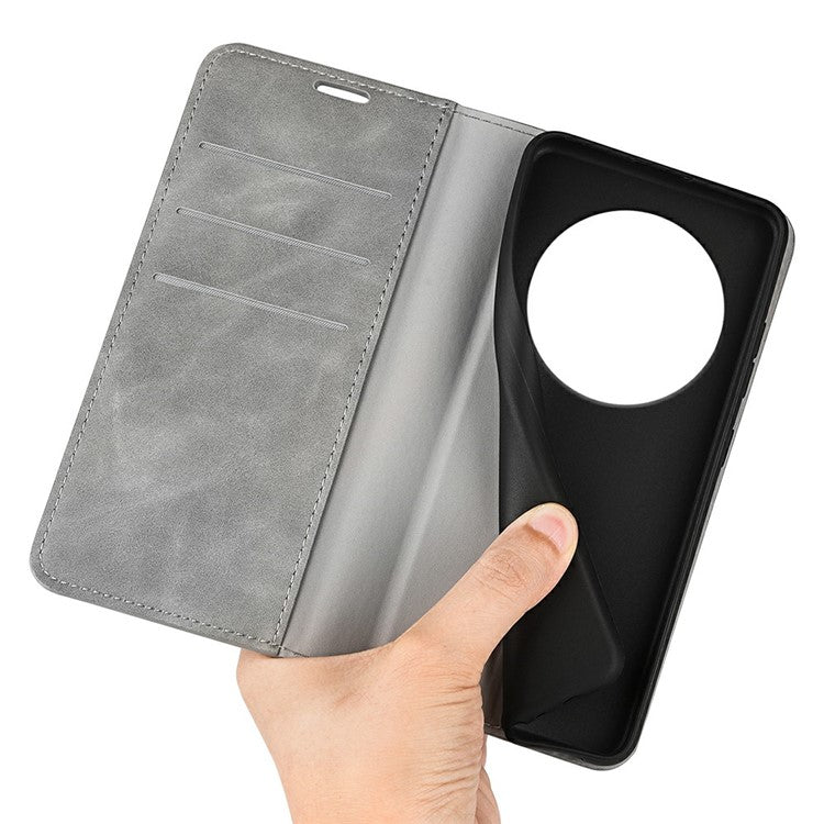 For Xiaomi Poco C75 4G / Redmi 14R 5G / 14C 4G Case Skin-Touch Leather Wallet Phone Cover - Grey