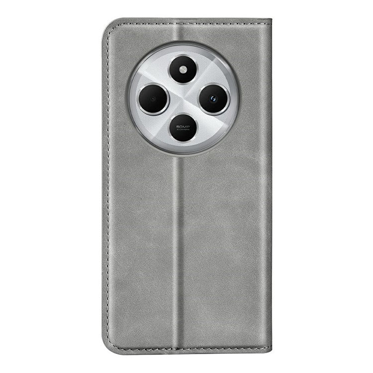 For Xiaomi Poco C75 4G / Redmi 14R 5G / 14C 4G Case Skin-Touch Leather Wallet Phone Cover - Grey