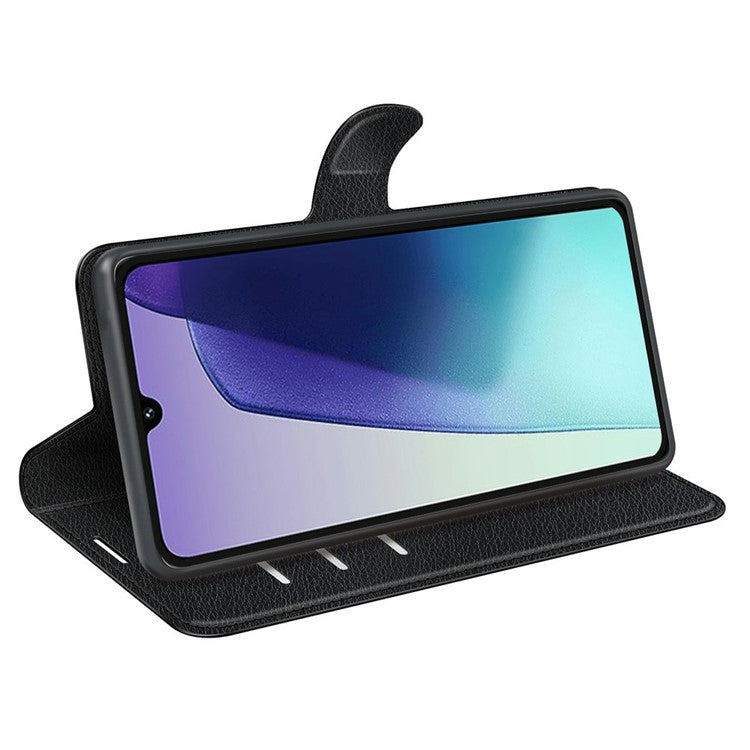 For Xiaomi Poco C75 4G / Redmi 14R 5G / 14C 4G Case Litchi Texture Shockproof Leather Wallet Phone Cover - Black