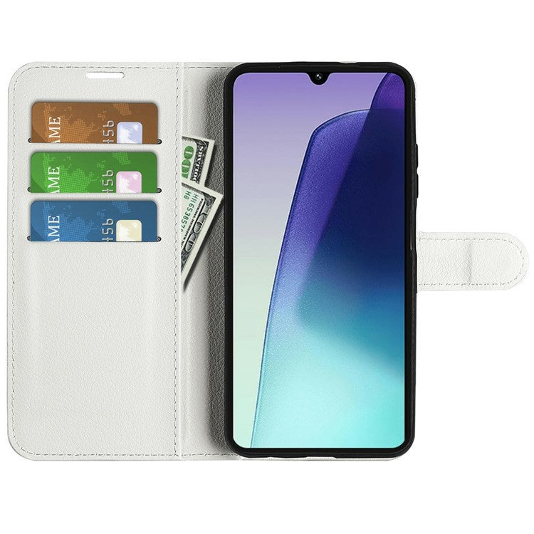 For Xiaomi Poco C75 4G / Redmi 14R 5G / 14C 4G Case Litchi Texture Shockproof Leather Wallet Phone Cover - White