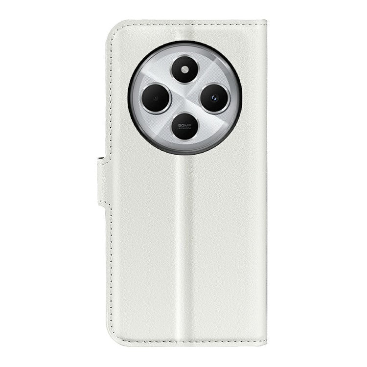 For Xiaomi Poco C75 4G / Redmi 14R 5G / 14C 4G Case Litchi Texture Shockproof Leather Wallet Phone Cover - White