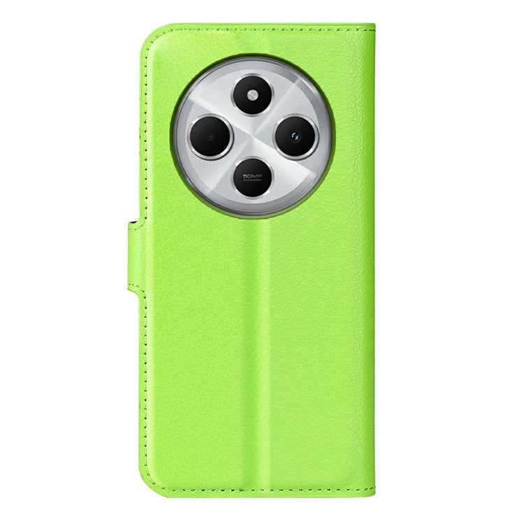 For Xiaomi Poco C75 4G / Redmi 14R 5G / 14C 4G Case Litchi Texture Shockproof Leather Wallet Phone Cover - Green