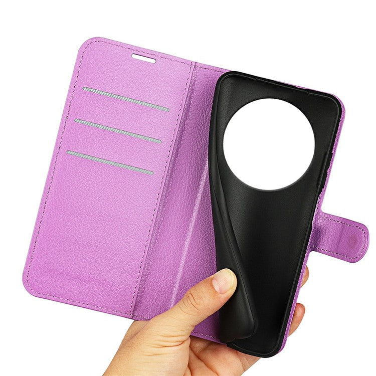 For Xiaomi Poco C75 4G / Redmi 14R 5G / 14C 4G Case Litchi Texture Shockproof Leather Wallet Phone Cover - Purple