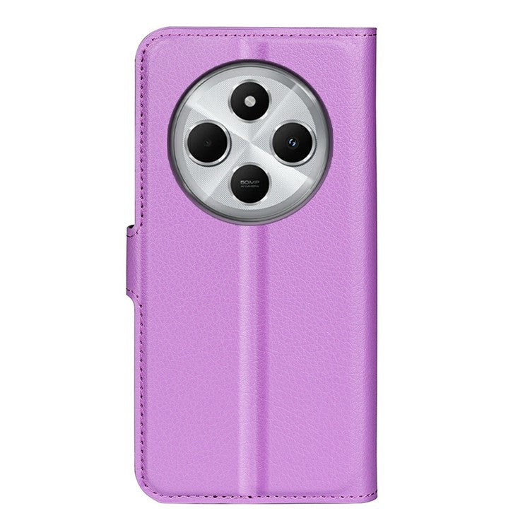 For Xiaomi Poco C75 4G / Redmi 14R 5G / 14C 4G Case Litchi Texture Shockproof Leather Wallet Phone Cover - Purple