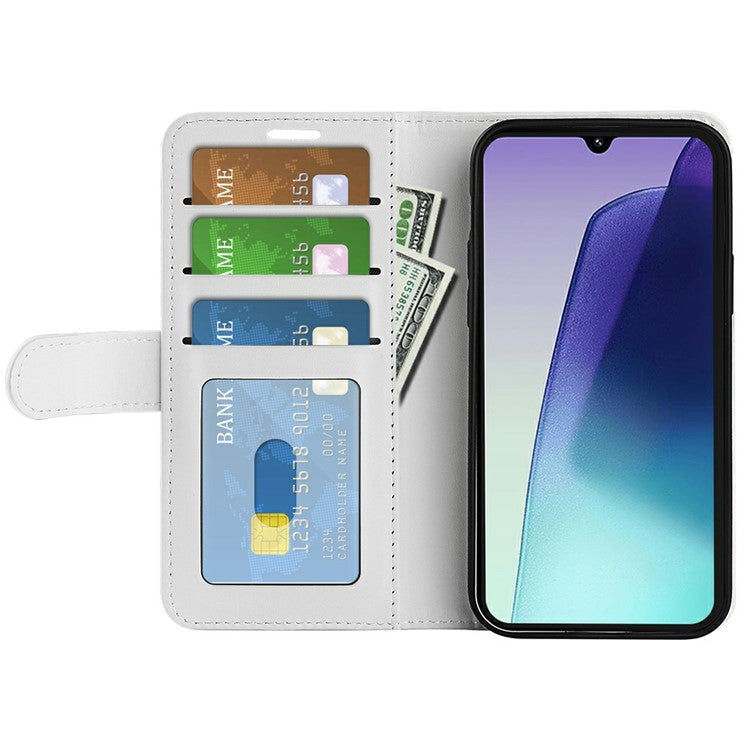 For Xiaomi Poco C75 4G / Redmi 14R 5G / 14C 4G Wallet Case Crazy Horse Texture Stand Leather Phone Cover - White