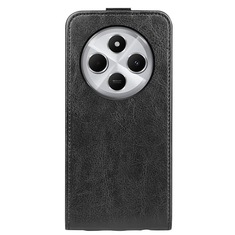 For Xiaomi Poco C75 4G / Redmi 14R 5G / 14C 4G Case with Card Slots Vertical Flip Leather Phone Cover - Black