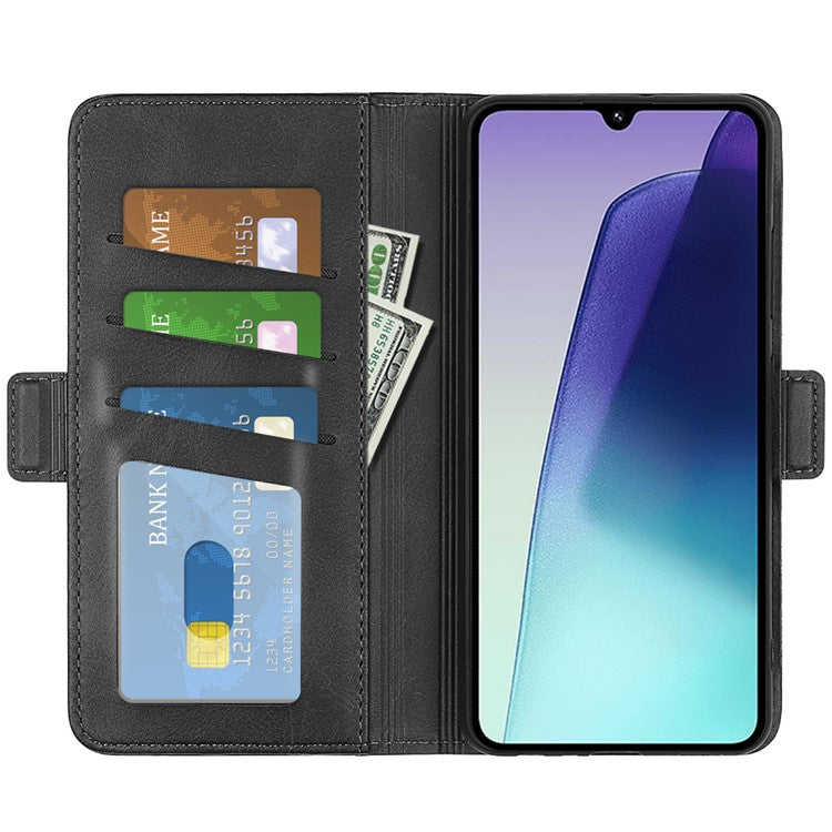 For Xiaomi Poco C75 4G / Redmi 14R 5G / 14C 4G Stand Case Calf Texture Leather Wallet Phone Cover - Black