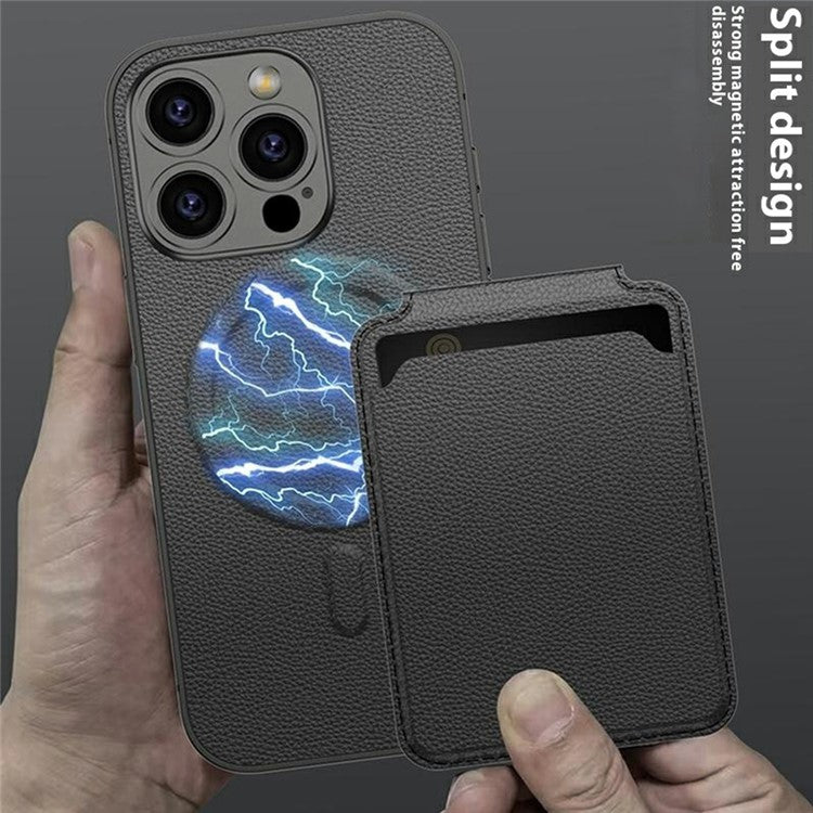 GKK For iPhone 16 Pro Case Compatible with MagSafe PU+PC Phone Shell with Card Holder Kickstand - Carbon Fiber Texture