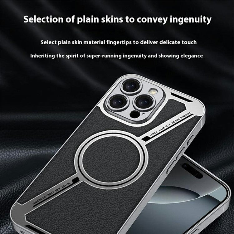GKK For iPhone 16 Pro Case Compatible with MagSafe Anti-Scratch PC+TPU+PU Phone Cover - Carbon Fiber Texture