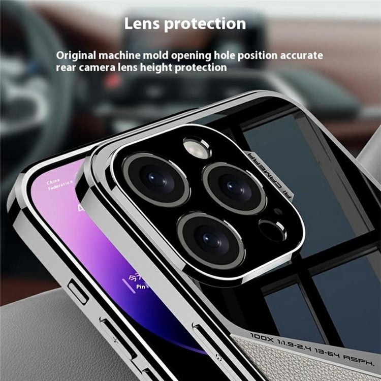 GKK For iPhone 16 Pro Case X-Shape Design Leather+TPU+PC Phone Cover - Titanium Grey