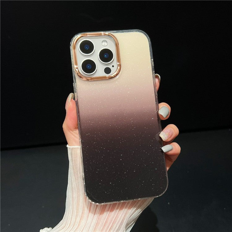 For iPhone 16 Pro Case Dual Color Gradient Soft TPU Phone Case - Black / Clear