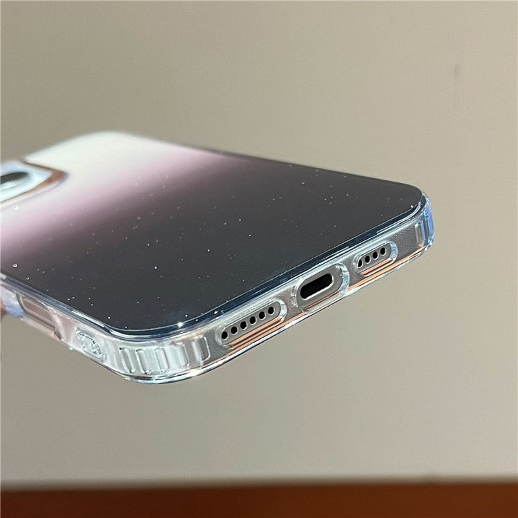 For iPhone 16 Pro Case Dual Color Gradient Soft TPU Phone Case - Black / Clear