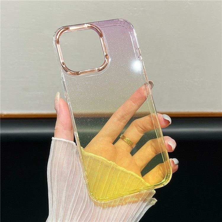 For iPhone 16 Pro Case Dual Color Gradient Soft TPU Phone Case - Black / Clear