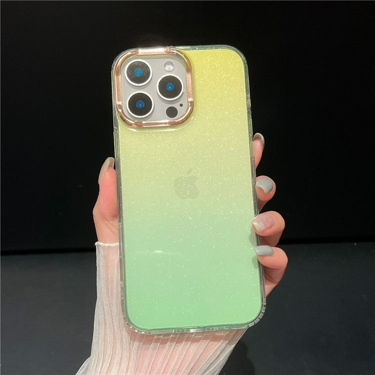 For iPhone 16 Pro Case Dual Color Gradient Soft TPU Phone Case - Green / Yellow