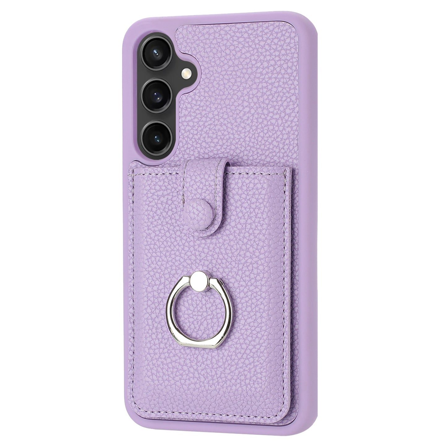 For Samsung Galaxy A16 5G / A16 4G Case Drawing Type Card Slots Litchi Texture Leather Back Cover with Ring Kickstand - Purple