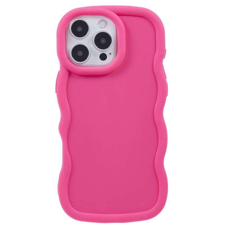 XL Series For iPhone 16 Pro Case TPU Protective Phone Cover Unique Curly Wave Frame - Rose