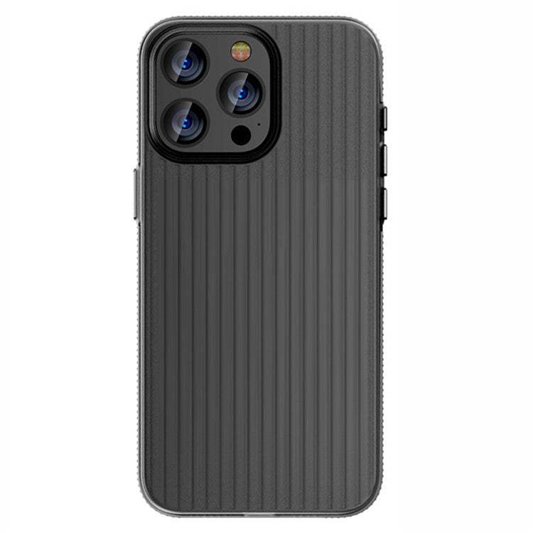 For iPhone 16 Pro Case Corrugated Texture Matte PC Skin-touch Phone Cover - Grey Edge