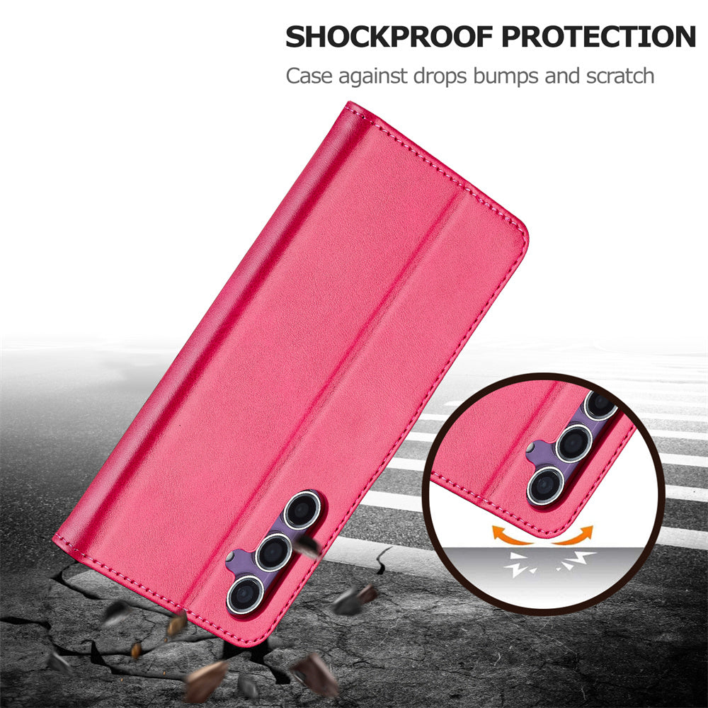 LC.IMEEKE For Samsung Galaxy A16 5G / A16 4G Case Calf Texture PU Leather Stand Wallet Phone Cover - Rose
