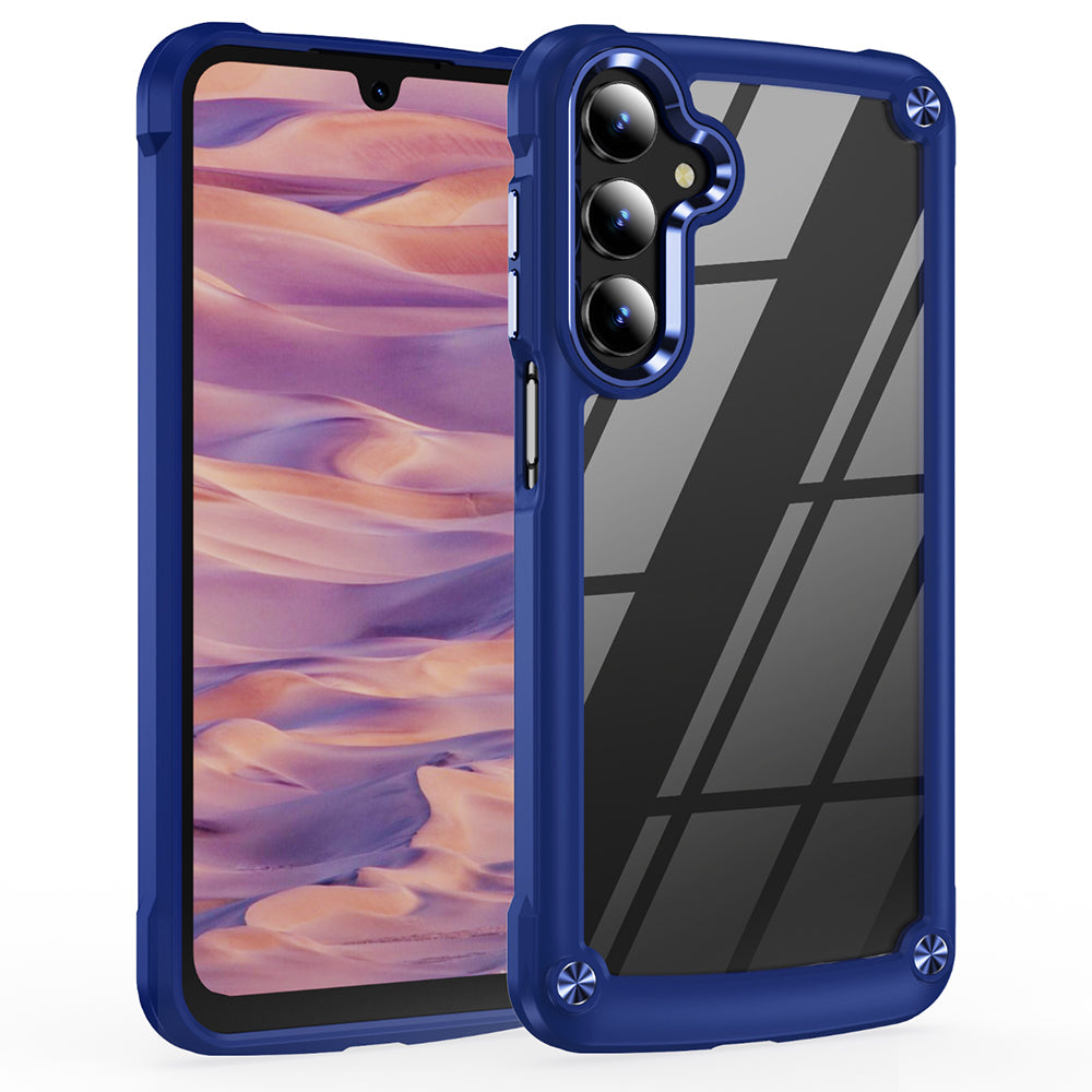 For Samsung Galaxy A16 5G / A16 4G Case Anti-Drop Alloy Lens Frame PC+TPU Phone Cover - Blue