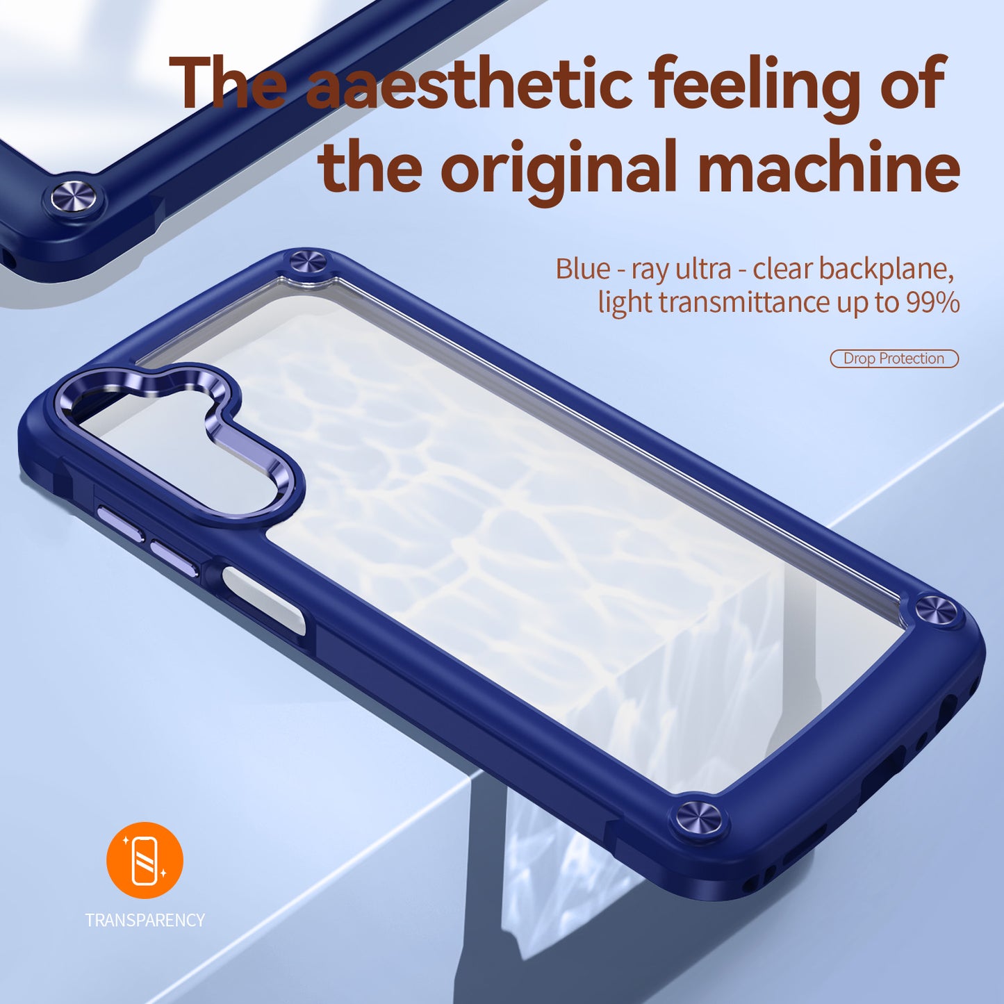 For Samsung Galaxy A16 5G / A16 4G Case Anti-Drop Alloy Lens Frame PC+TPU Phone Cover - Blue