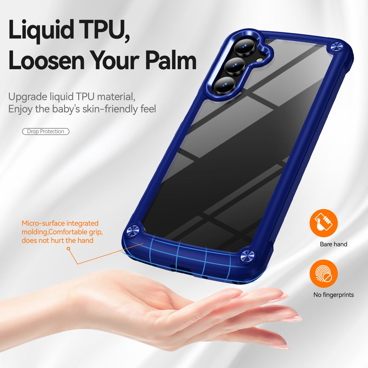 For Samsung Galaxy A16 5G / A16 4G Case Anti-Drop Alloy Lens Frame PC+TPU Phone Cover - Blue