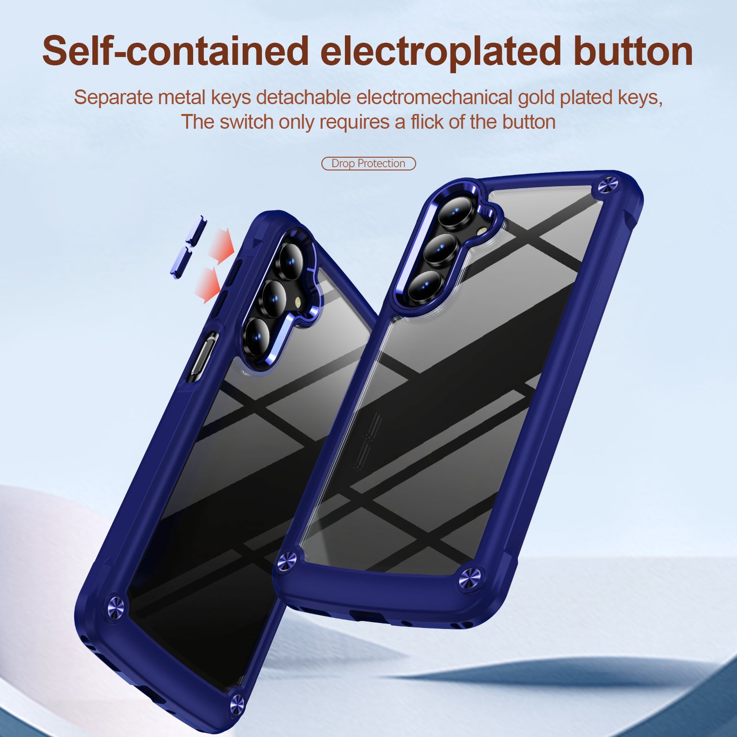 For Samsung Galaxy A16 5G / A16 4G Case Anti-Drop Alloy Lens Frame PC+TPU Phone Cover - Blue