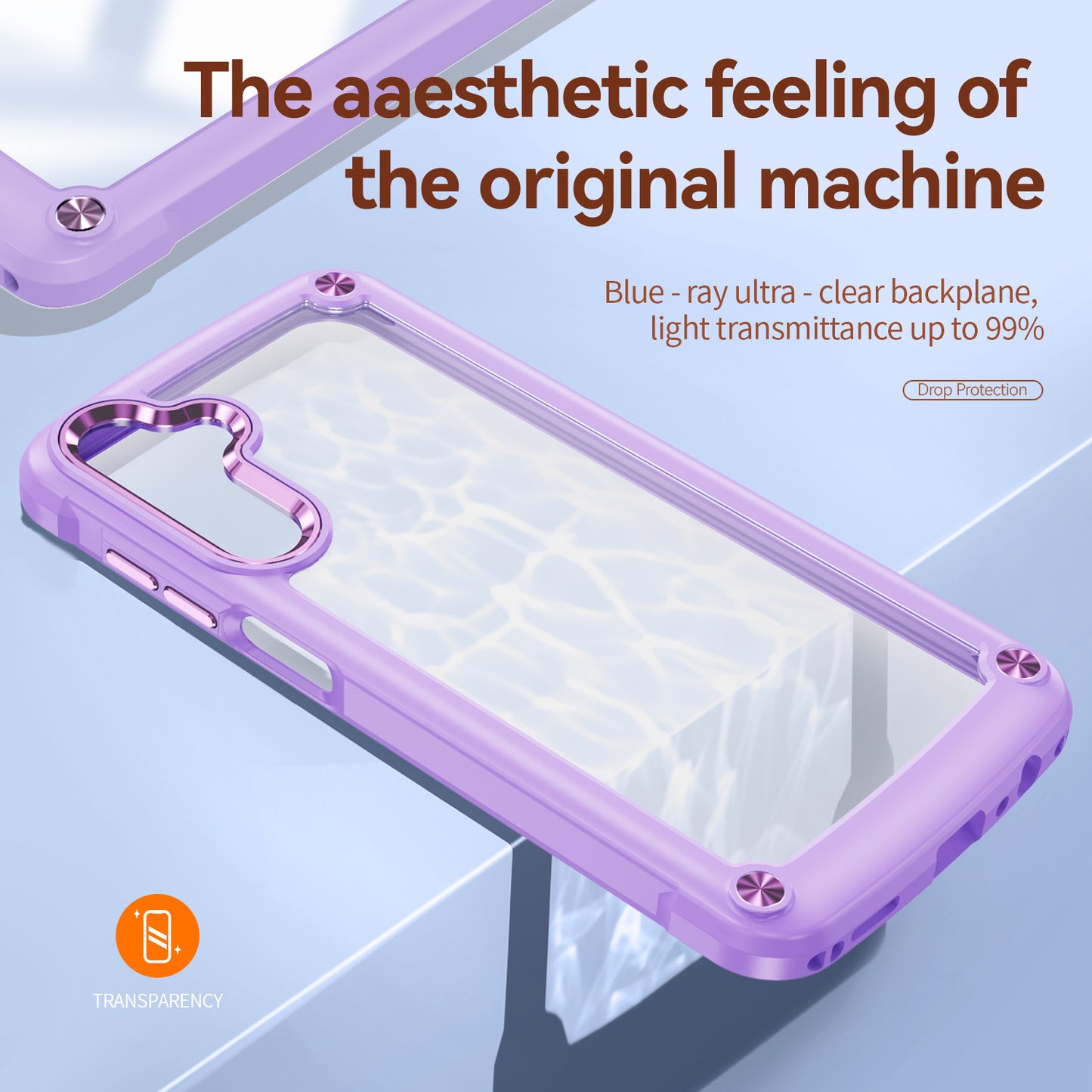 For Samsung Galaxy A16 5G / A16 4G Case Anti-Drop Alloy Lens Frame PC+TPU Phone Cover - Purple