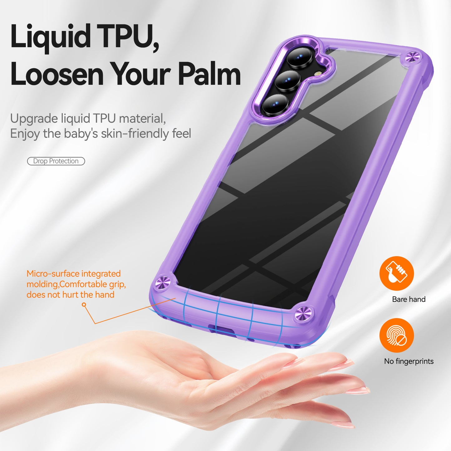 For Samsung Galaxy A16 5G / A16 4G Case Anti-Drop Alloy Lens Frame PC+TPU Phone Cover - Purple