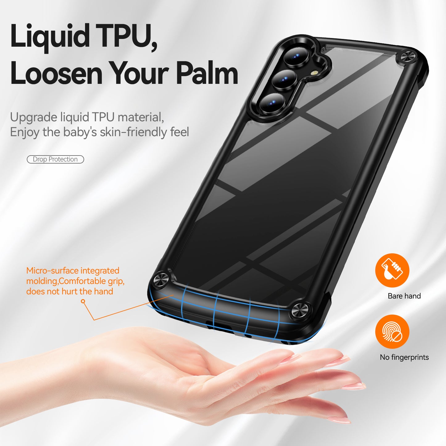 For Samsung Galaxy A16 5G / A16 4G Case Anti-Drop Alloy Lens Frame PC+TPU Phone Cover - Black