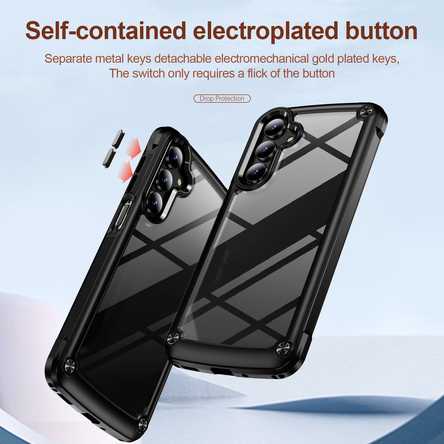 For Samsung Galaxy A16 5G / A16 4G Case Anti-Drop Alloy Lens Frame PC+TPU Phone Cover - Black