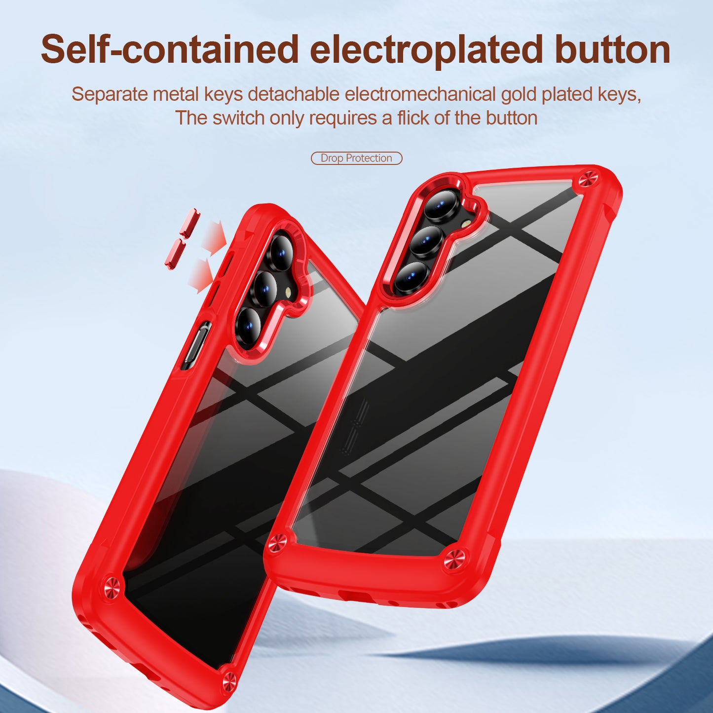 For Samsung Galaxy A16 5G / A16 4G Case Anti-Drop Alloy Lens Frame PC+TPU Phone Cover - Red