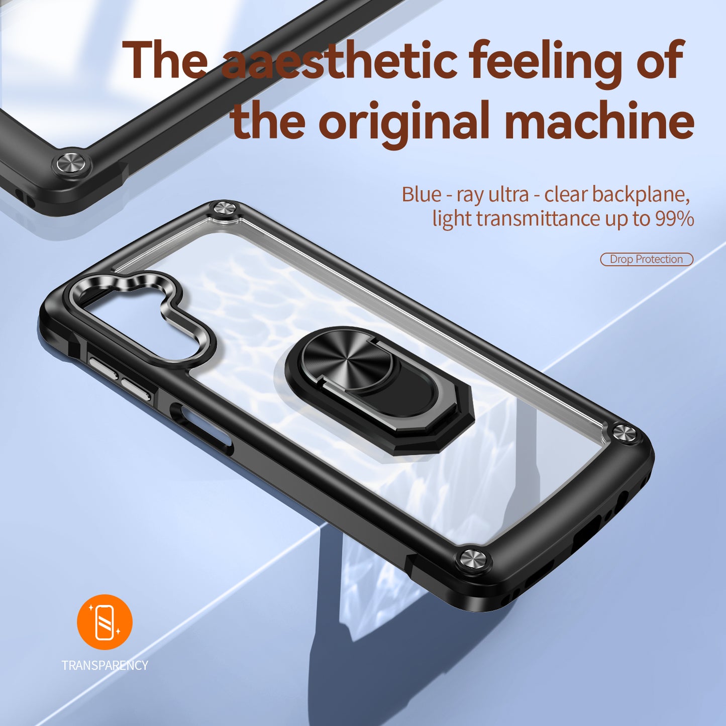 For Samsung Galaxy A16 5G / A16 4G Case Alloy Lens Frame PC + TPU Kickstand Phone Back Cover - Black