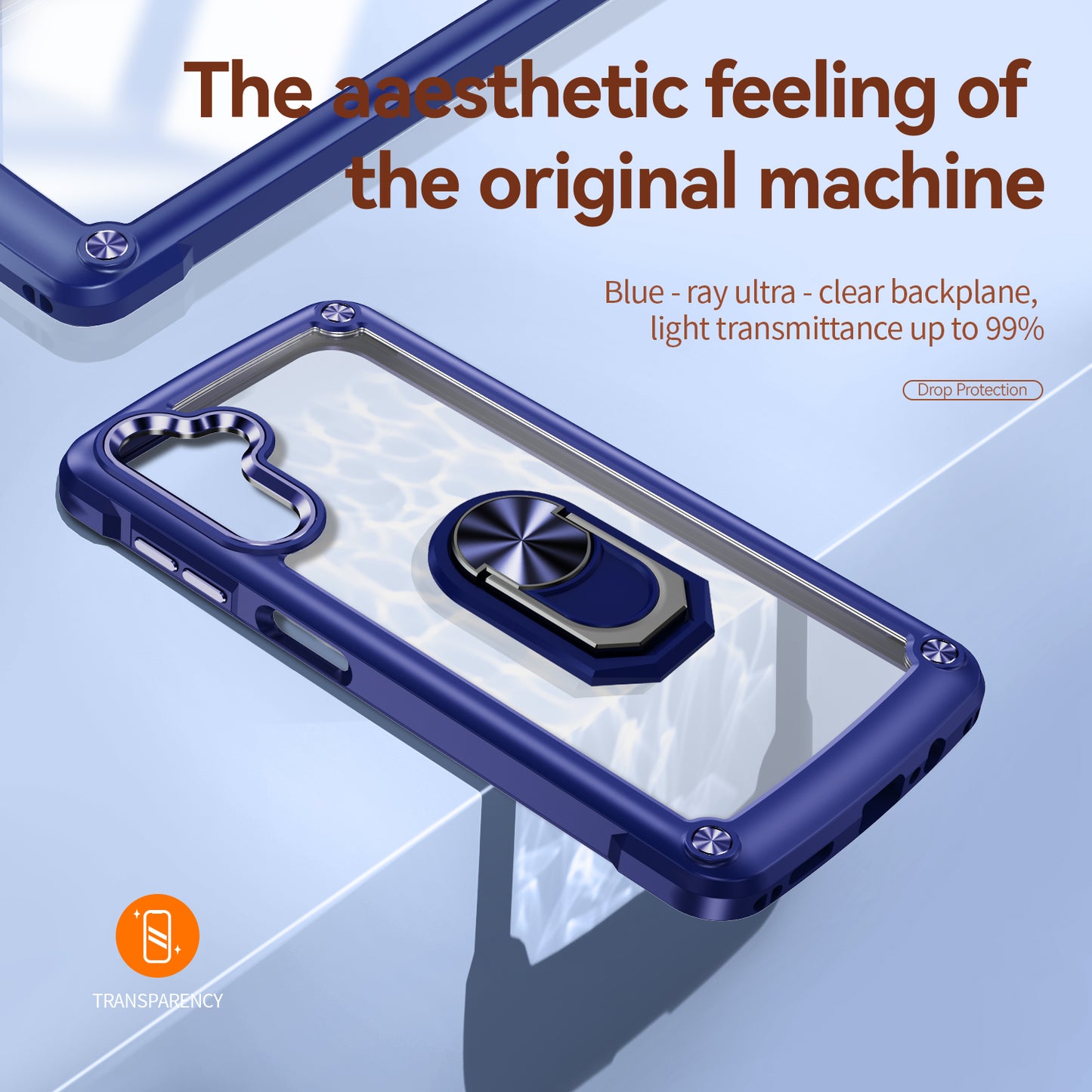 For Samsung Galaxy A16 5G / A16 4G Case Alloy Lens Frame PC + TPU Kickstand Phone Back Cover - Blue