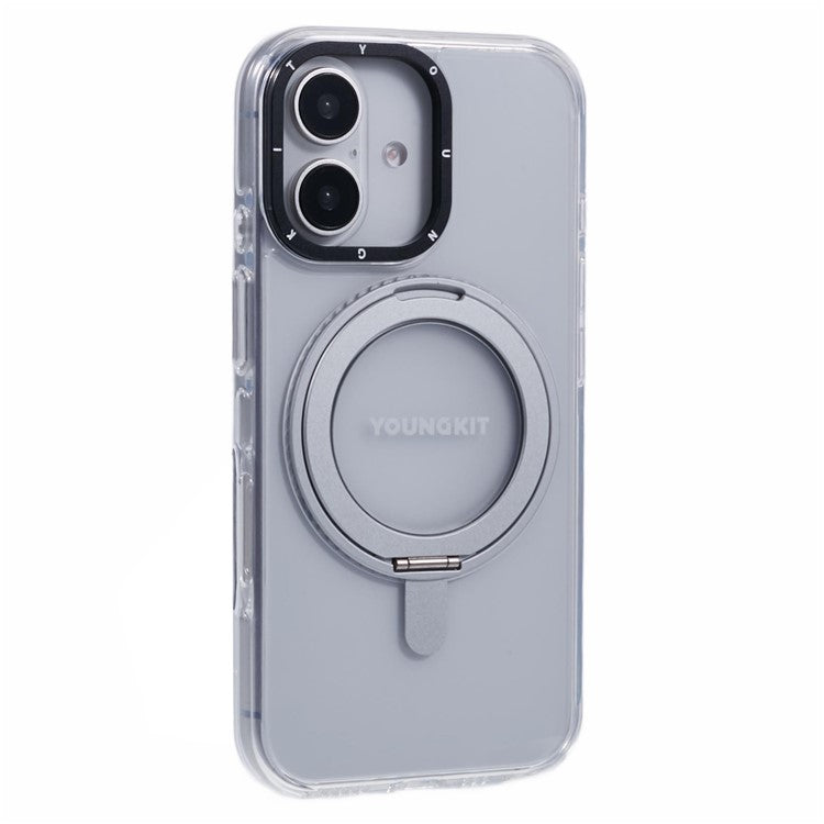 YOUNGKIT For iPhone 16 Case Rotating Magnetic Kickstand TPU+PC Phone Cover