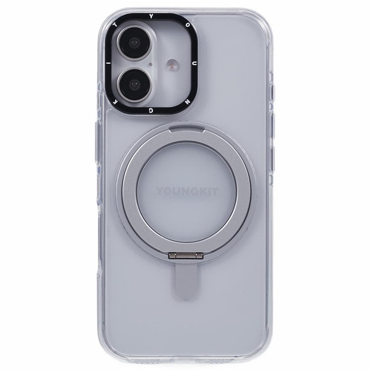 YOUNGKIT For iPhone 16 Case Rotating Magnetic Kickstand TPU+PC Phone Cover