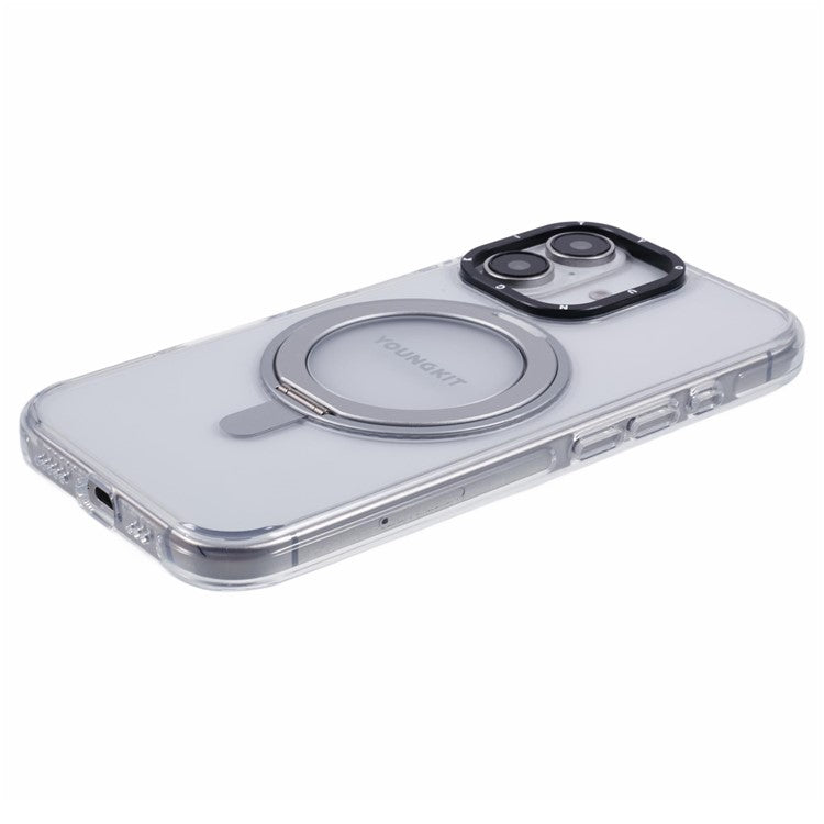 YOUNGKIT For iPhone 16 Case Rotating Magnetic Kickstand TPU+PC Phone Cover