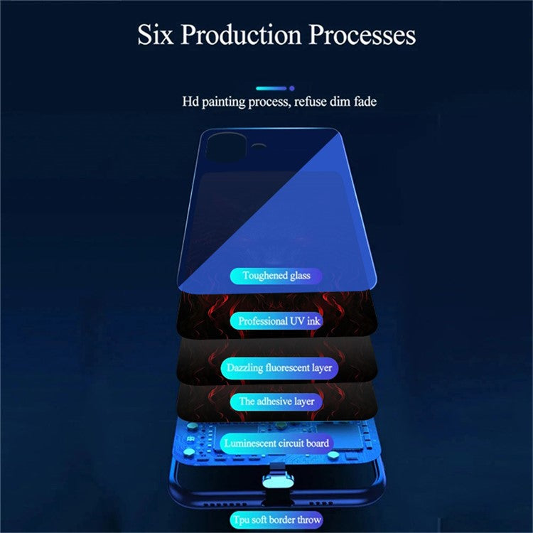 For iPhone 16 Plus Case Call Flash Series Pattern Printing Tempered Glass + TPU Combo Phone Case - Red Eyed Wolf