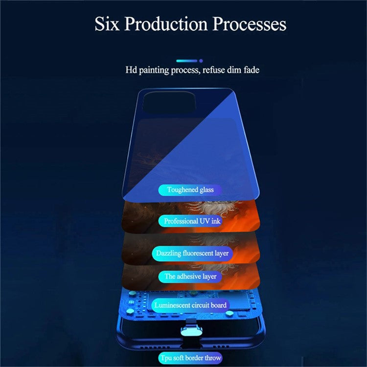 For iPhone 16 Pro Case Call Flash Series Pattern Printing Tempered Glass + TPU Combo Phone Case - Red Fire Dragon