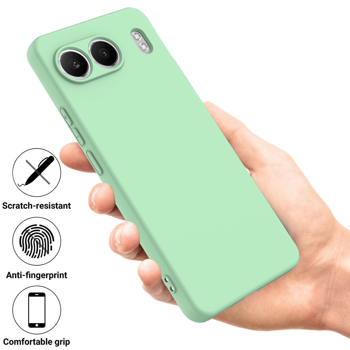 For OnePlus Nord 4 Case Liquid Silicone Anti-Scratch Phone Cover with Hand Strap - Green
