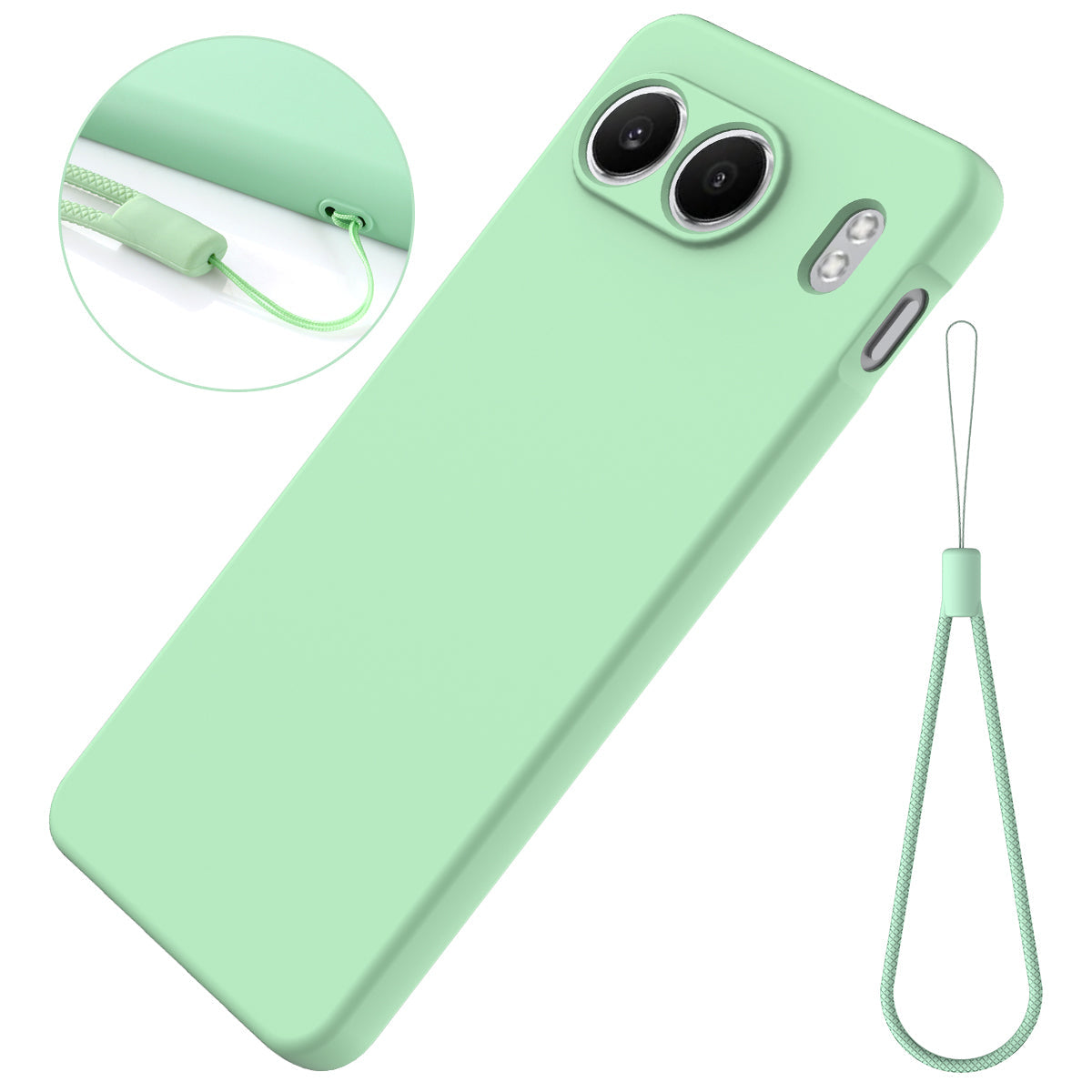 For OnePlus Nord 4 Case Liquid Silicone Anti-Scratch Phone Cover with Hand Strap - Green