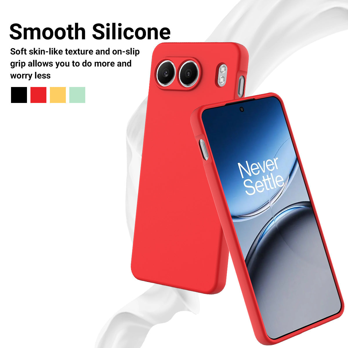 For OnePlus Nord 4 Case Liquid Silicone Anti-Scratch Phone Cover with Hand Strap - Red