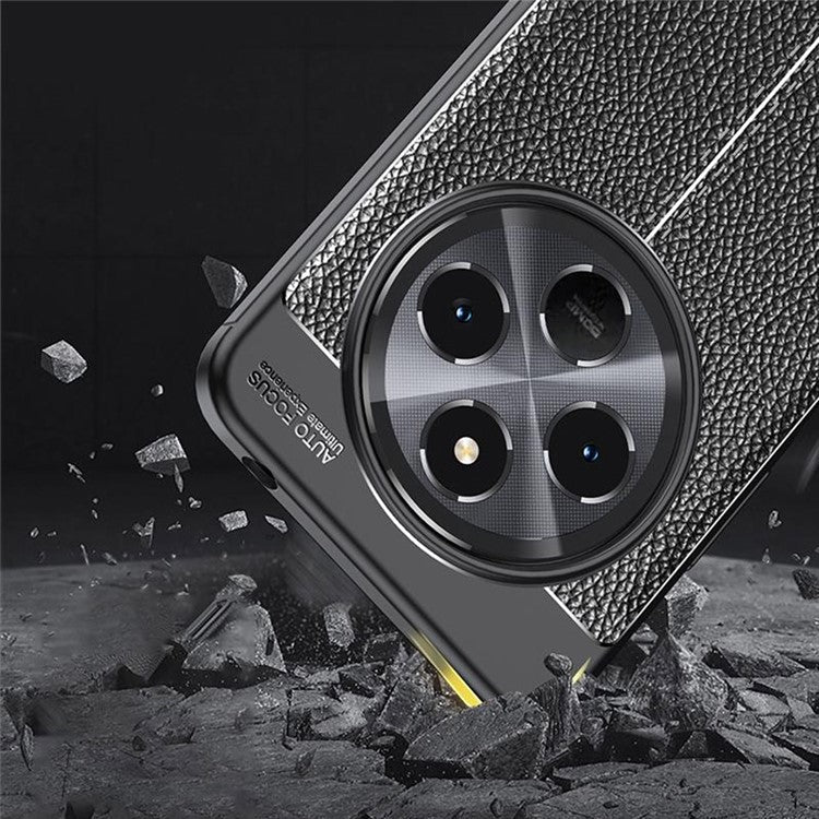 For Xiaomi Poco C75 4G / Redmi 14R 5G / 14C 4G Case Litchi Texture TPU Flexible Phone Cover, Black